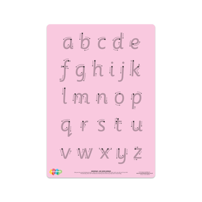 Pink tinted letter formation mat