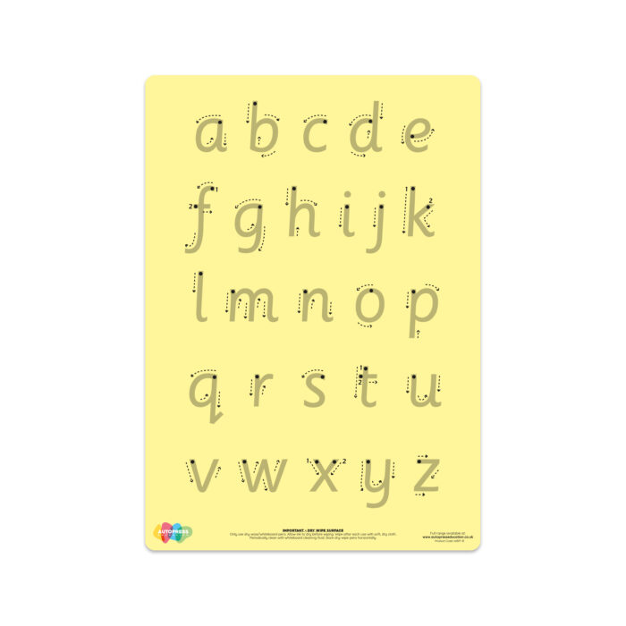 Yellow tinted letter formation mat